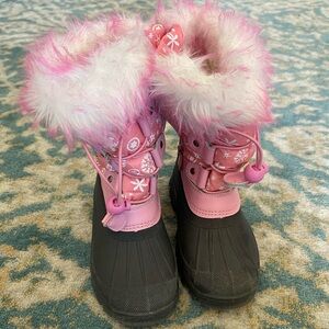 Pink and Black Kids Snow Boots